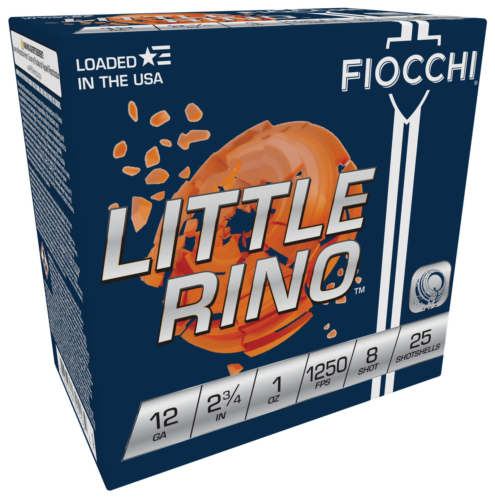 Fiocchi 12TX8 Exacta Target Little Rino 12Gauge 2.75" 1oz 8Shot 25 Per Box/10 Case