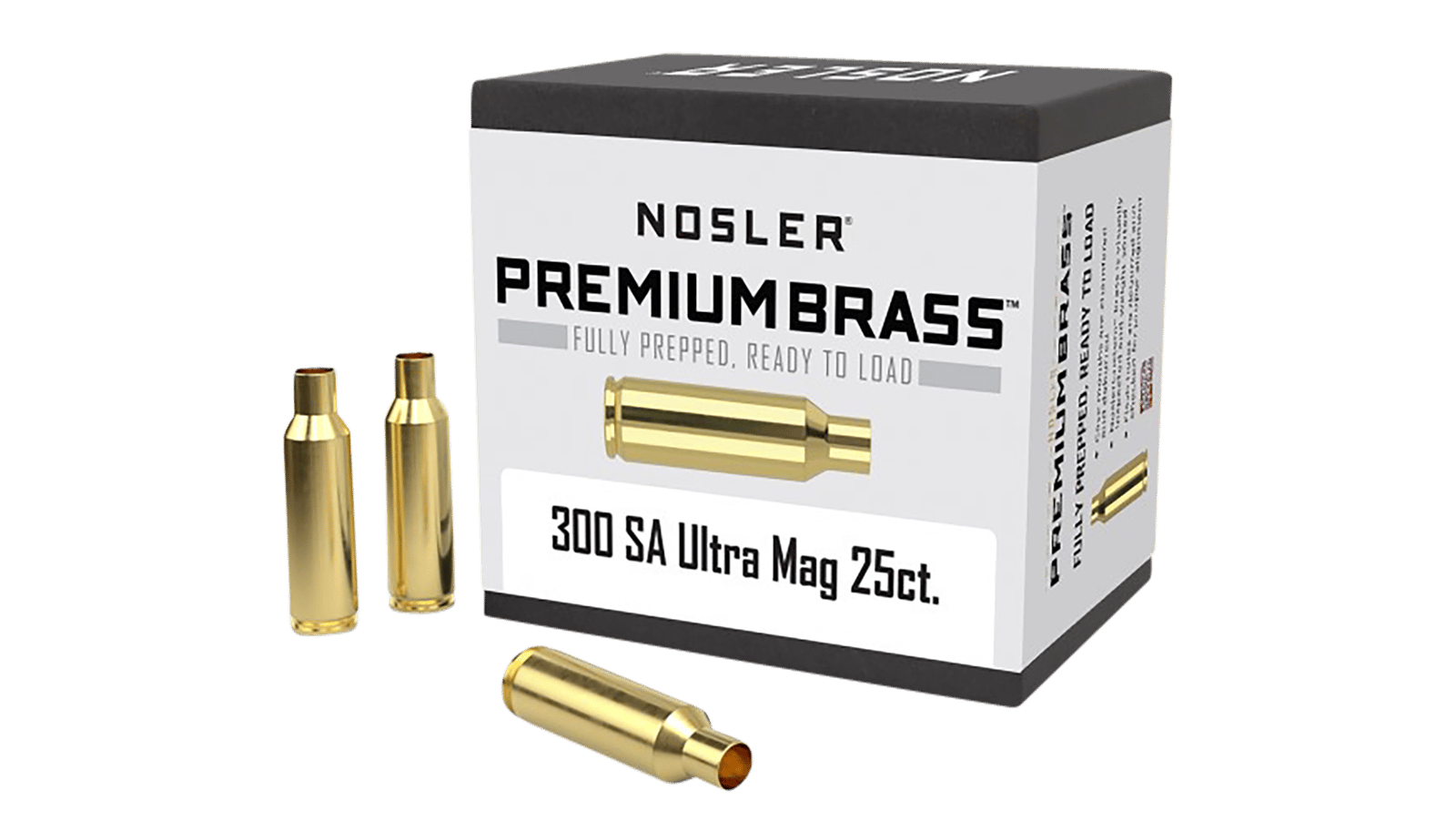 Nosler 10228 Premium Brass Unprimed Cases 300RemSAUM Rifle Brass 25/Box