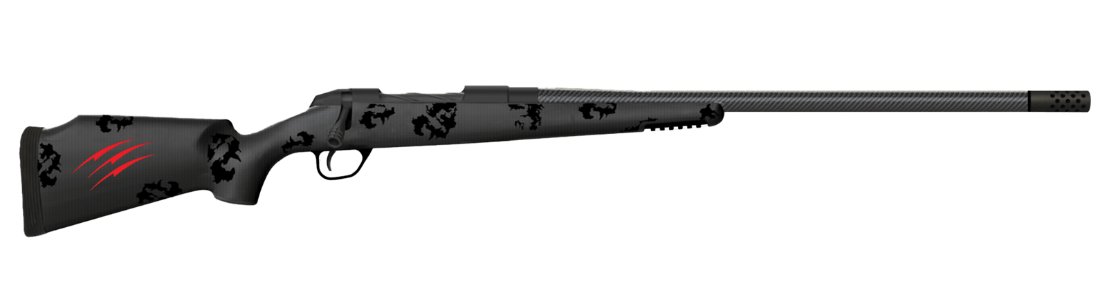Fierce Firearms FCTRG65PRC24BBO CT Rage  6.5 PRC Caliber with 3+1 Capacity, 24" Carbon Fiber Barrel, Black Cerakote Metal Finish & Blackout Camo Fixed Fierce Tech C3 Stock, Right Hand (Full Size)