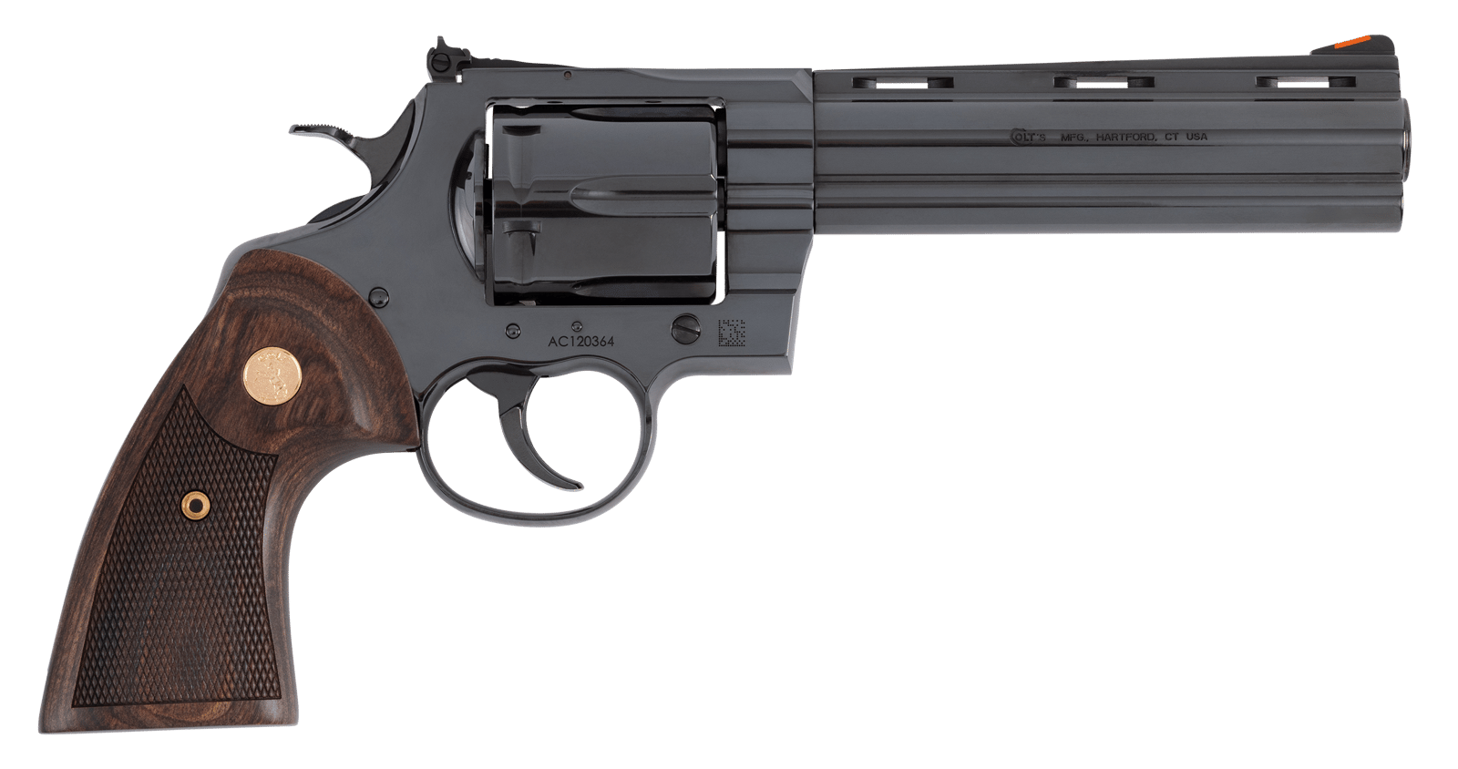 Colt Mfg ANACONDABP6WTS Anaconda  Large 44 Mag 6 Shot 6" Blued Vent Rib Barrel, Cylinder, Drilled & Tapped Steel Frame, Hogue Finger Grooved Grip, Exposed Hammer