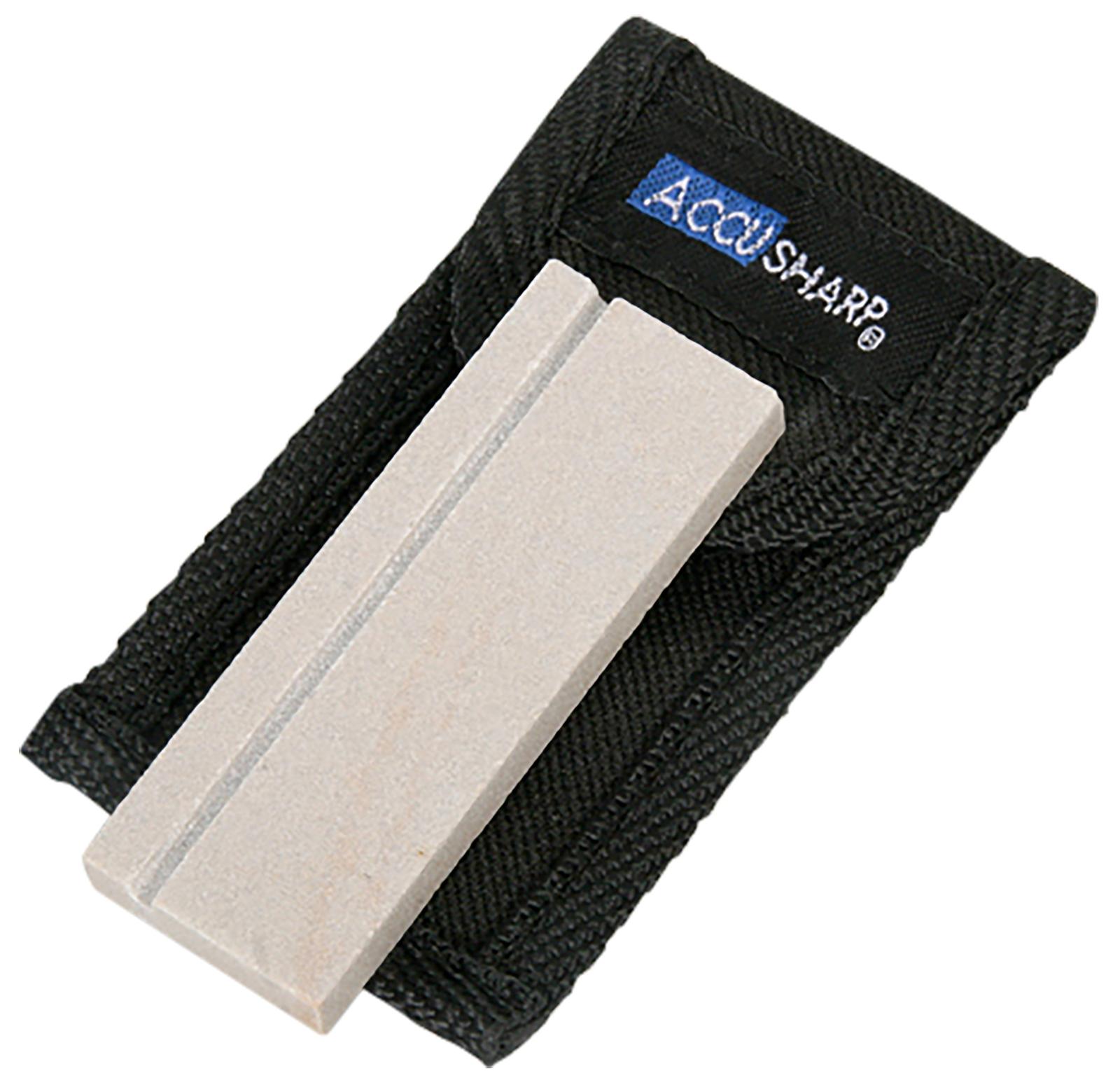 AccuSharp 024C Pocket Stone  Natural Arkansas Stone Sharpener White Includes Belt Carry Pouch