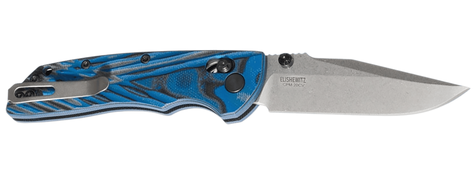 Hogue 24273 Deka  3.25" Folding Clip Point Plain Stone Tumbled CPM MagnaCut Steel Blade, G-Mascus Blue Aluminum/G10 Handle