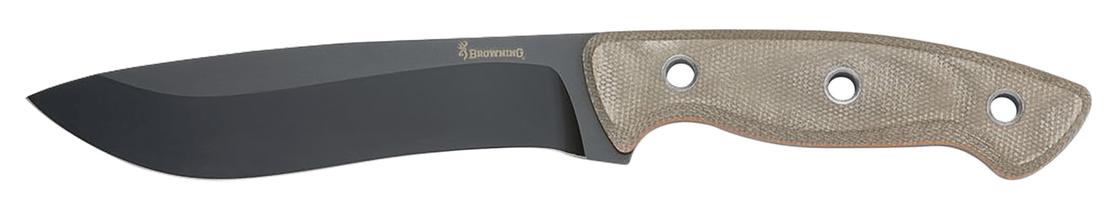 Browning 3220517B Desolation  Large 6" Fixed Drop Point Plain Black Powder Coated 440C SS Blade, Tan Micarta Laminate Handle