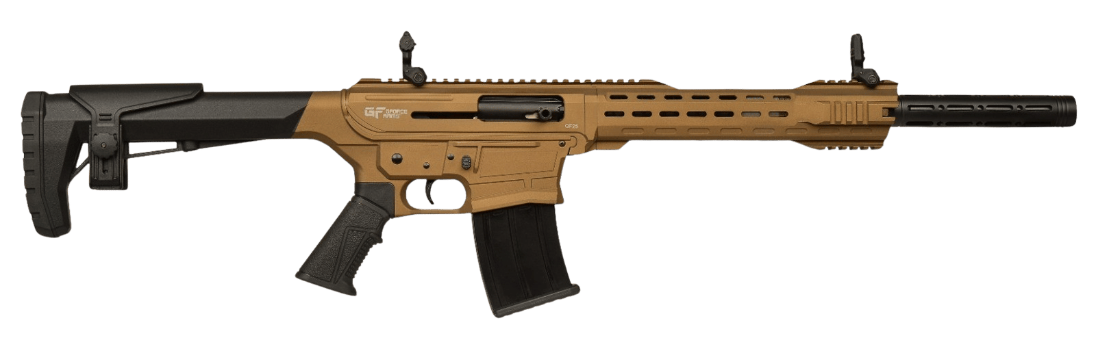 Gforce Arms GF2512BNZ GF25  12 Gauge Semi-Auto 3" 5+1 20" Bronze Cerakote Spiral Threaded Barrel, Bronze Cerakote Picatinny Rail Aluminum Receiver, Adjustable Black Synthetic Stock w/Black Rubber Grip