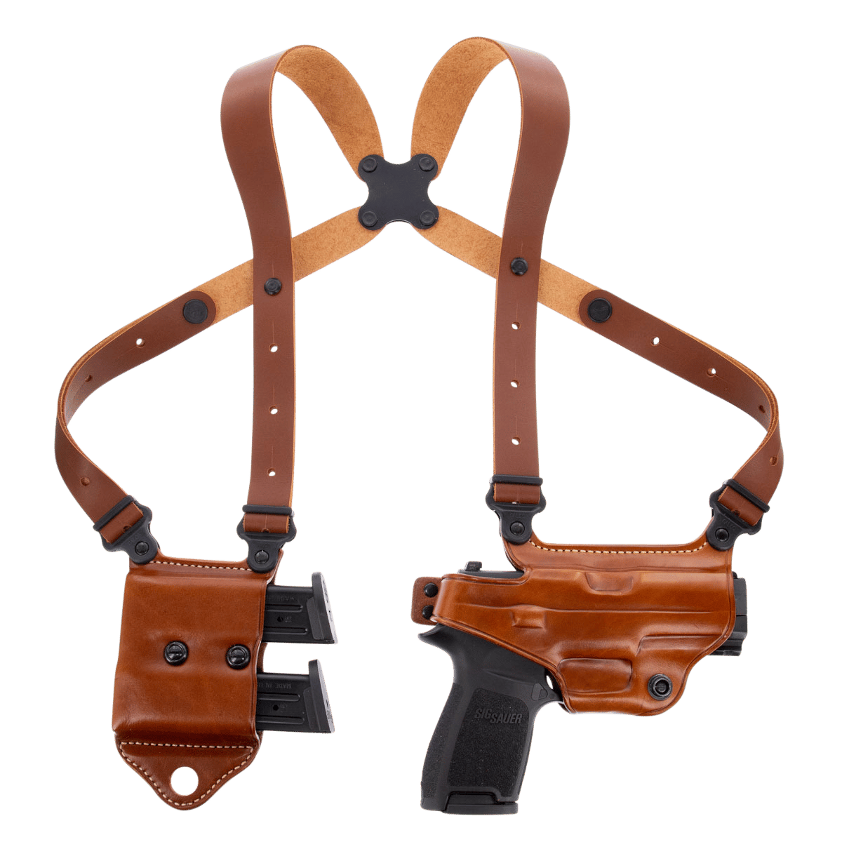 Galco MCII250 Miami Classic II Shoulder System Size Fits Chest Up To 56" Tan Leather Harness Fits Sig P229 Fits Sig P226 Fits Sig P228 Right Hand