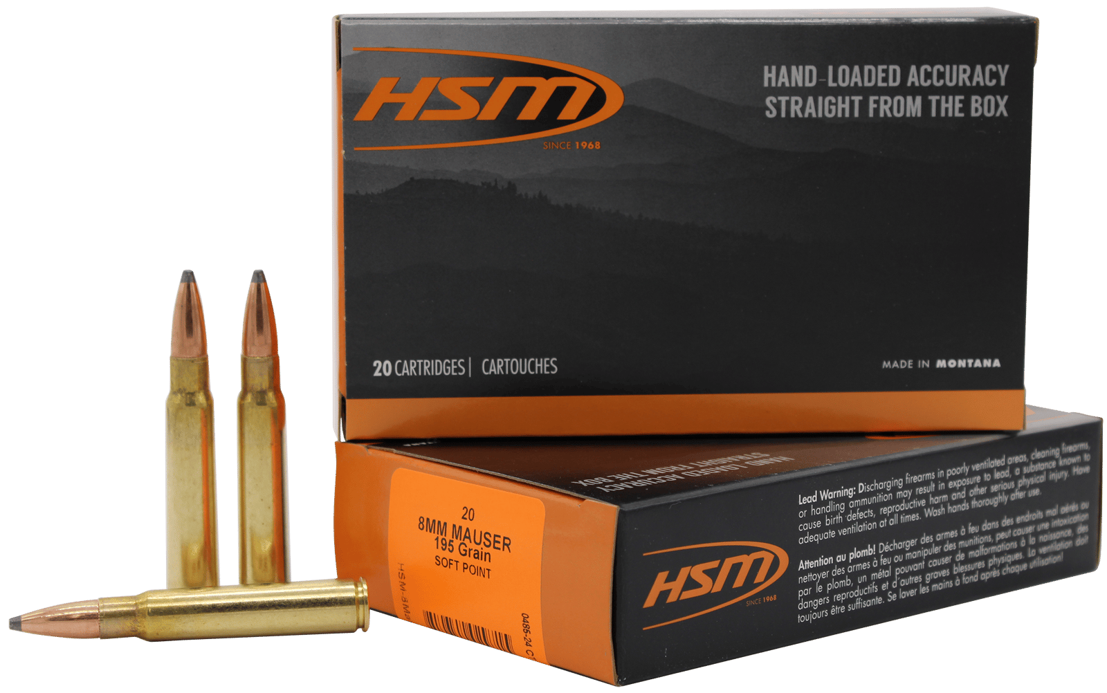 HSM 8MAUSER5N   8mmMauser 195gr Soft Point 20 Per Box/20 Case
