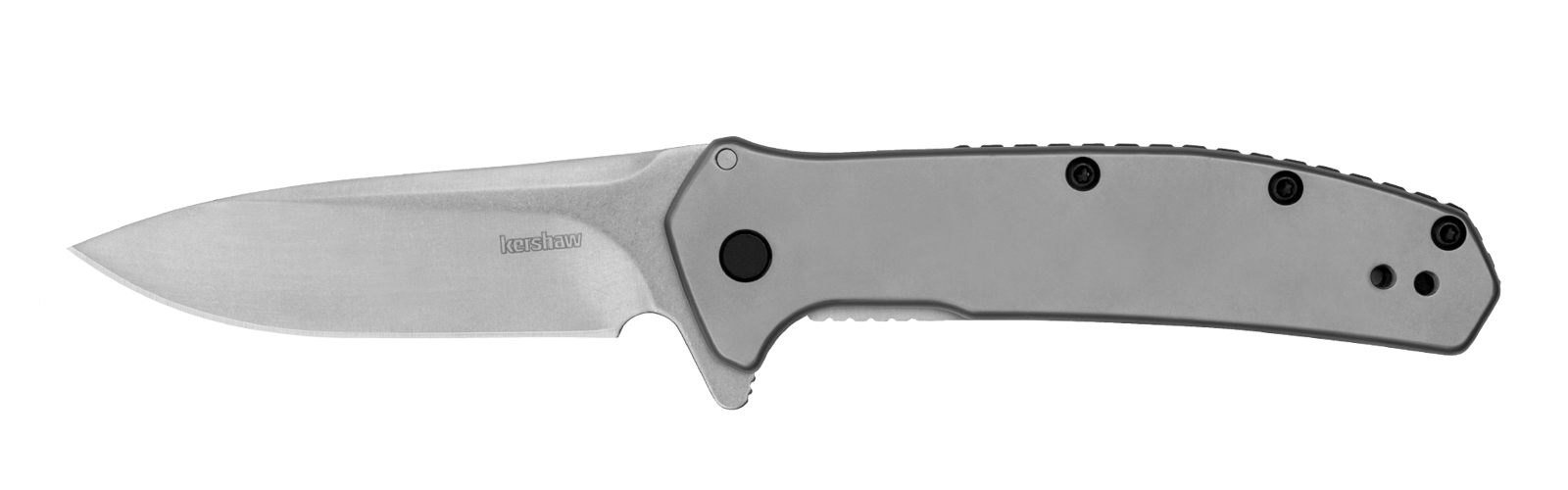 Kershaw  Outcome  2.80" Folding Clip Point Plain Stonewashed 8Cr13MoV SS Blade/Bead Blasted Stainless Steel Handle Includes Pocket Clip