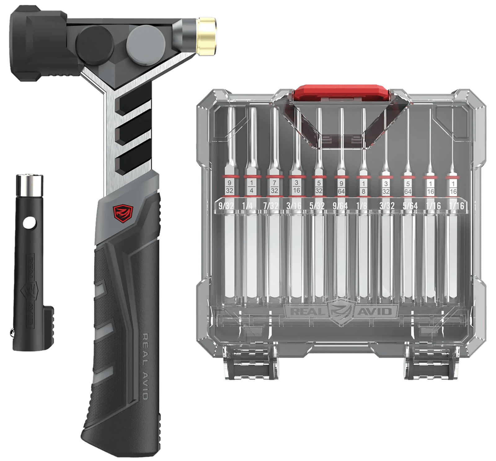 Real Avid AVAMHAPS Master Hammer and Accu-Punch Pin Punch Set Black/Silver Steel Universal Firearm 11 Pieces