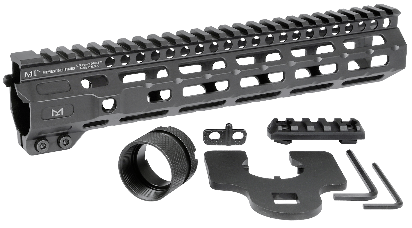 Midwest Industries MICRM105 Combat  Black Hardcoat Anodized 6061-T6 Aluminum 10.50" Picatinny/M-LOK