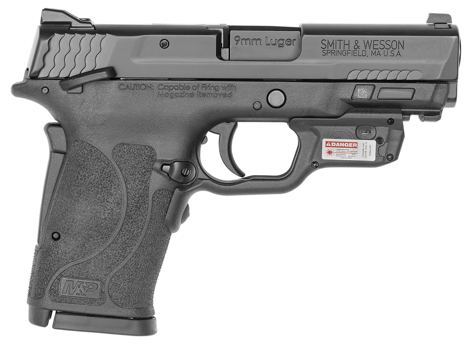 Smith & Wesson 12438 M&P Shield EZ M2.0 9mm Luger 8+1 3.67" Barrel,  Black Polymer Frame With Picatinny Acc. Rail, Armornite Stainless Steel Slide, Manual Safety Includes Crimson Trace Red Laserguard
