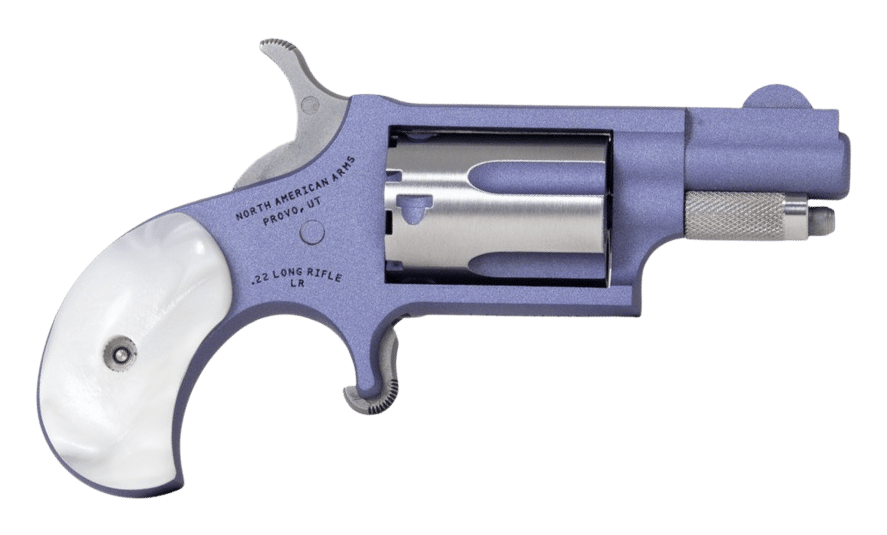North American Arms 22LRORCHID Mini-Revolver  22 LR 5 Shot 1.13" Orchid Cerakote Stainless Steel Barrel & Frame, Orchid/Stainless Cylinder, White Pearlite Grip, Stainless Exposed Hammer