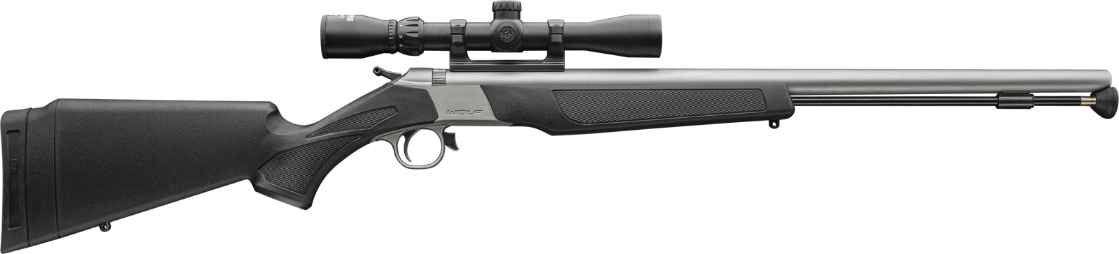 CVA PR2117SSCP Wolf w/Optic 50 Cal 24" Stainless Steel Barrel & Drilled & Tapped Stainless Steel Receiver, Fixed Black Synthetic Stock, KonusShot 3-9x32mm