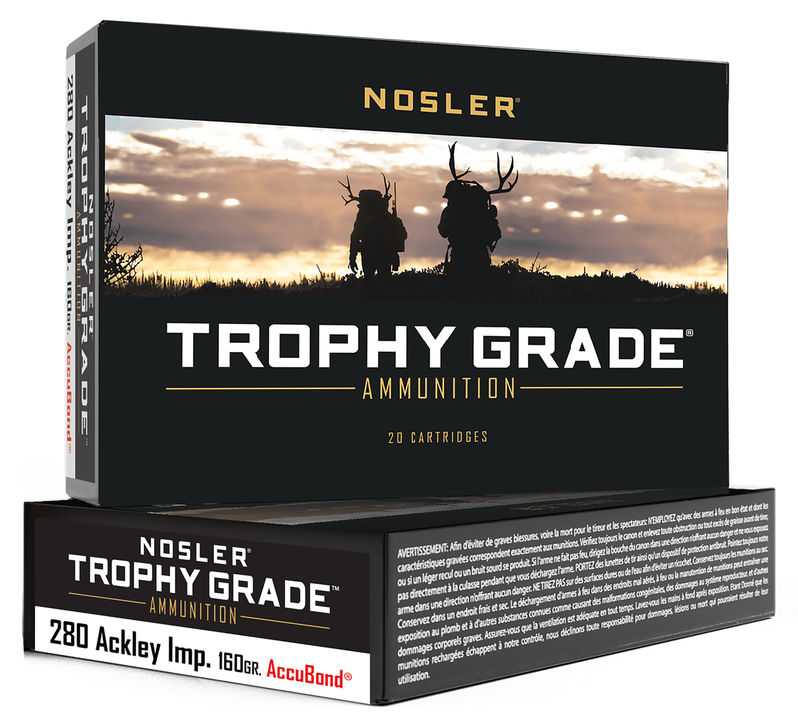 Nosler 60076 Trophy Grade  280Ackley Improved 160gr Nosler AccuBond 20 Per Box/10 Case