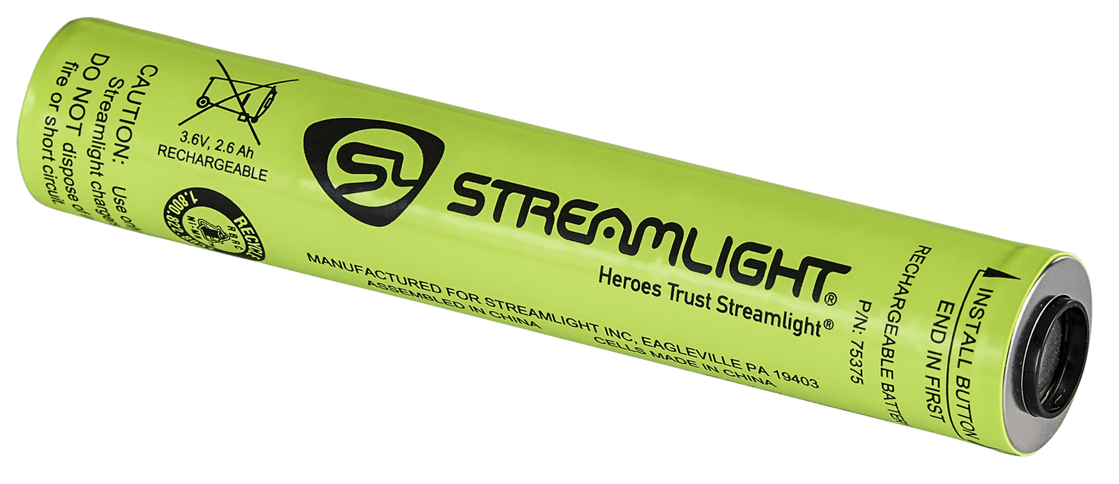 Streamlight 75375 Batter Stick for Stinger  Neon Yellow 3.6V Fits Stinger (1) Single Pack