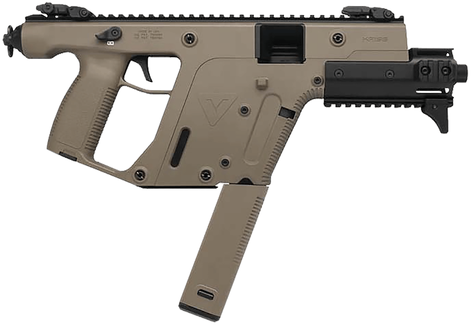 Kriss USA KV10PFD30 Vector SDP Enhanced G2 10mm Auto 33+1 6.50" Black Nitride Threaded Barrel, Flat Dark Earth Picatinny Rail Top & Bottom, MK5M Modular Rail