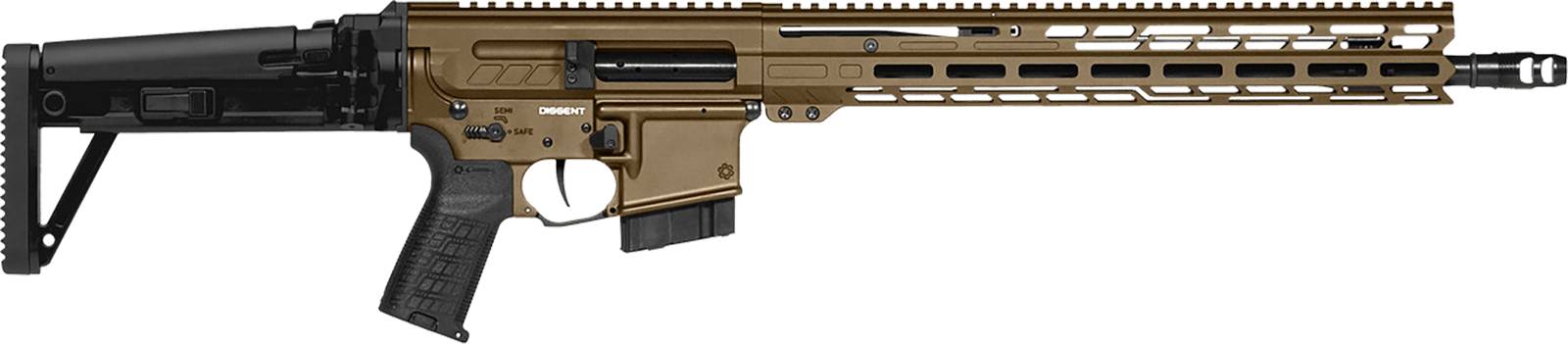CMMG 28A490FMB Dissent MK4 22 ARC 10+1 16.10"  Midnight Bronze Cerakote Picatinny Rail Aluminum Receiver, M-LOK Handguard, Black CMMG Dissent Side Folding Stock, Zeroed Drop-In Single Stage Trigger