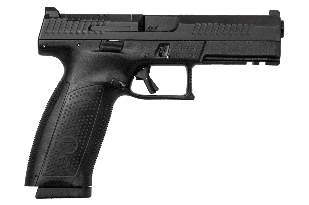 CZ-USA 91550 P-10 F  9mm Luger 19+1 5.10" Black Steel Barrel, Black Nitride Optic Ready/Serrated Steel Slide, Black Polymer Frame w/Picatinny Rail, Ambidextrous