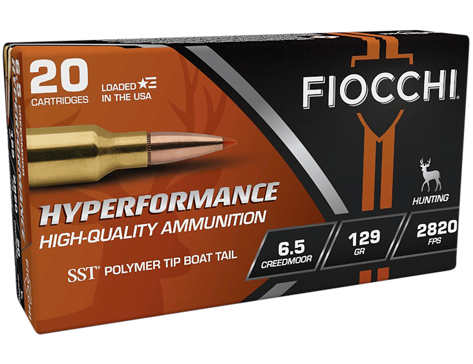Fiocchi 65CMHSA Hyperformance  6.5Creedmoor 129gr Super Shock Tip 20 Per Box/10 Case