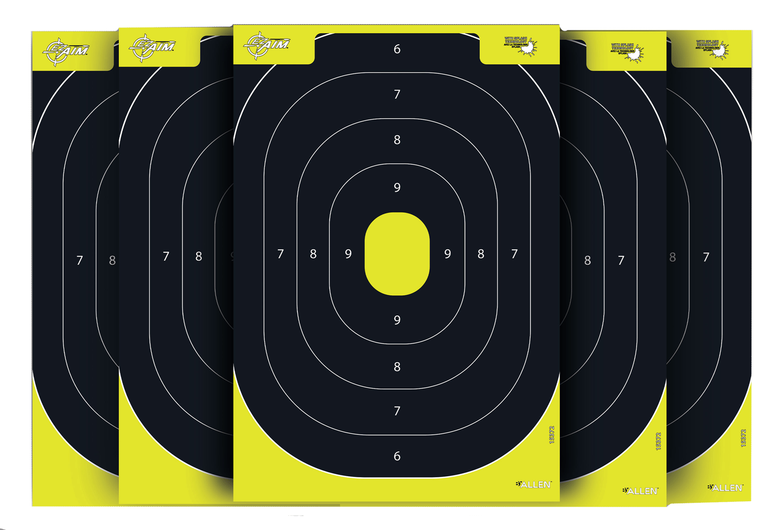 EZ-Aim 1537230 Splash Reactive  IPSC Silhouette Paper Hanging 12.50" W X 18.25" H Chartreuse/Black 30 Per Pkg