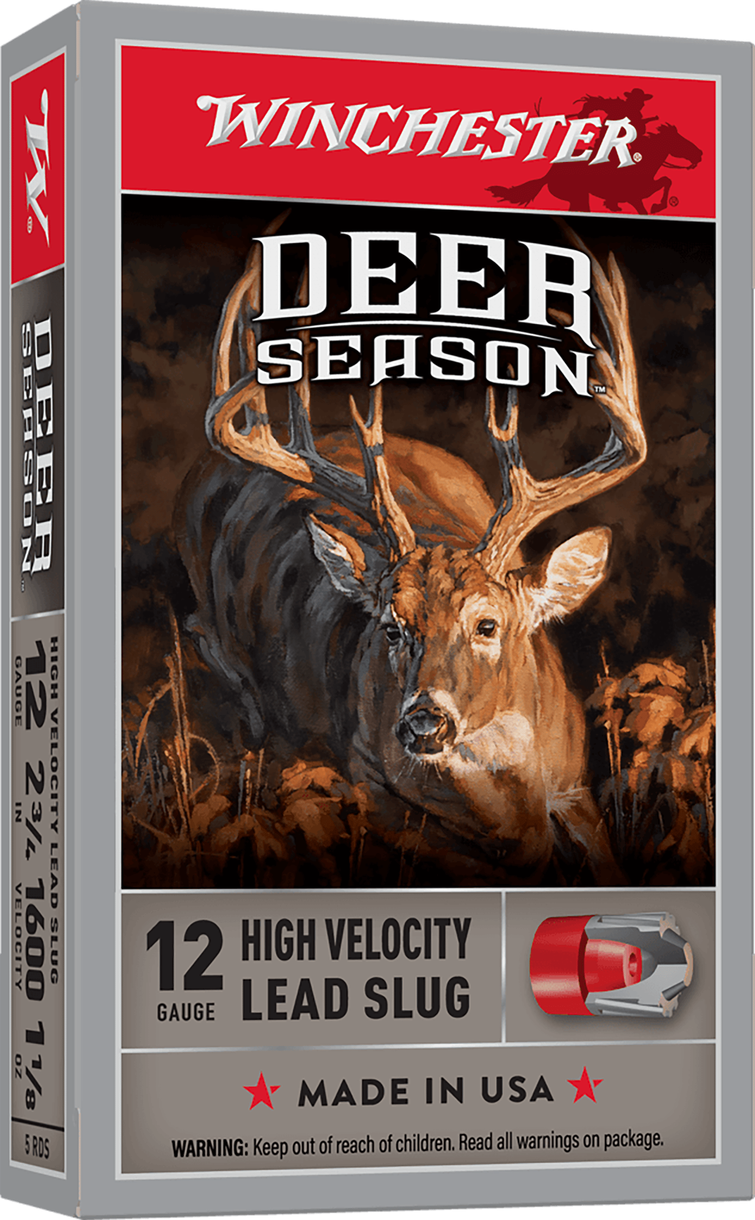 Winchester Ammo X12DS Deer Season High Velocity 12Gauge 2.75" 1 1/8oz Slug Shot 5 Per Box/20 Case