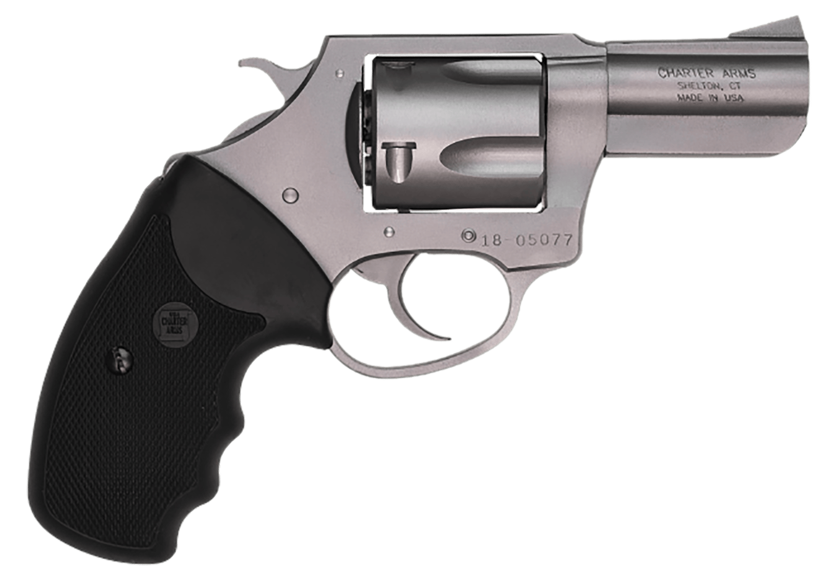 Charter Arms 74420 Bulldog  Large 44 Special, 5 Shot 2.50" High Polished Stainless Steel Barrel, Cylinder & Frame w/Black Finger Grooved Rubber Grip