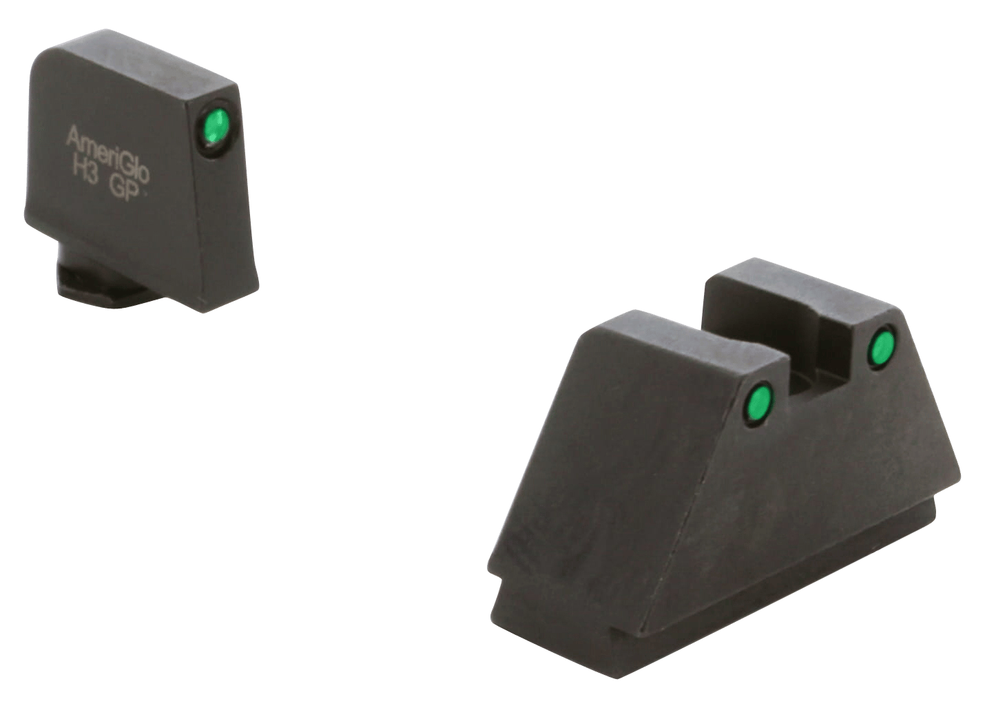 AmeriGlo GL815 Optic Compatible Sight Set for Glock  3XL Tall Green Tritium Black Outline Front Sight-Green Tritium Black Outline Rear Sight