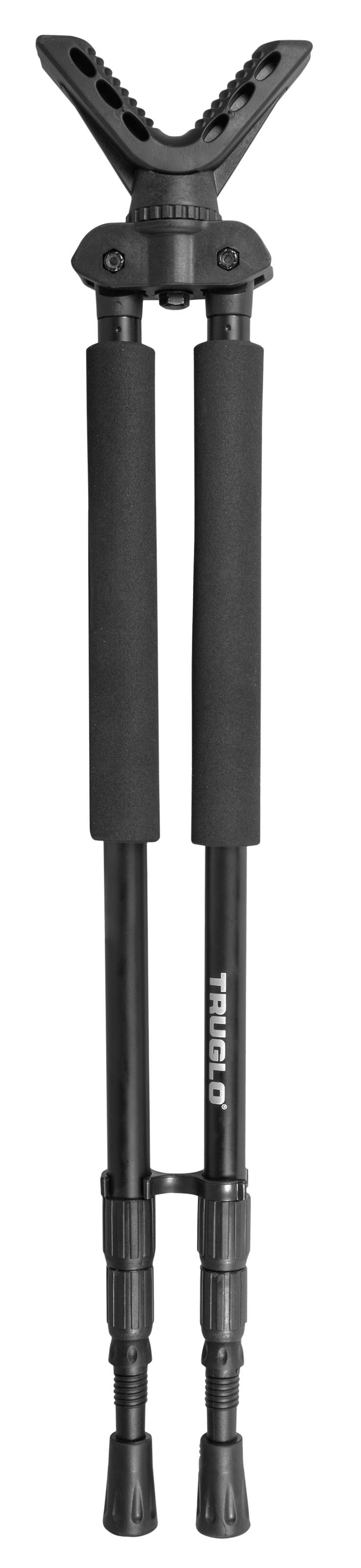 TruGlo TG8920XB Solid-Shot  Bipod 21-40" Collapsible Black Aluminum, Rubberized V-Brace, Twist Lock Adjustable Legs, Includes Carry Case w/Shoulder Strap