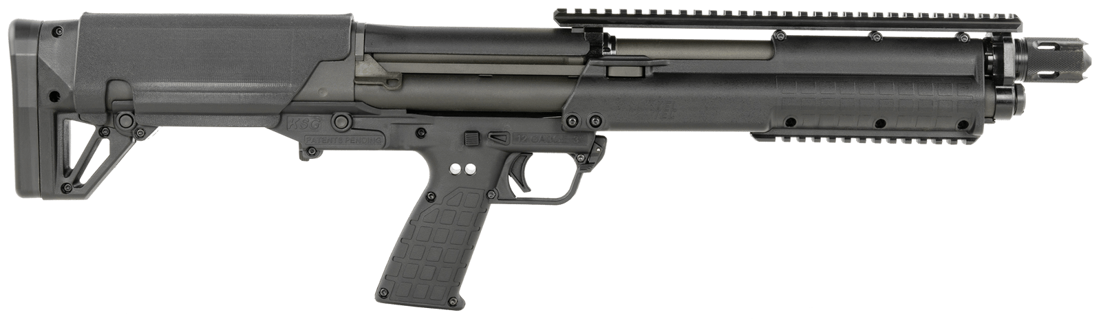 Kel-Tec KSGBLKD KSG Defender Bullpup Frame 12 Gauge Pump 3" 7+1 18.50" Black Steel Barrel, Black Picatinny Rail Aluminum Receiver, Black Adj Cheek Riser Polymer Stock, Black Magpul Vertical Grip