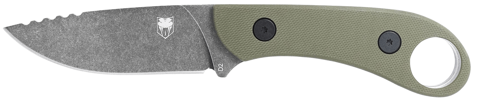 CobraTec Knives SD2DNSODGGEN2 Skinner Gen II 3.50" Fixed Plain Stonewashed D2 Steel Blade, 4.31" OD Green Textured G10 Scales Handle w/Finger Ring
