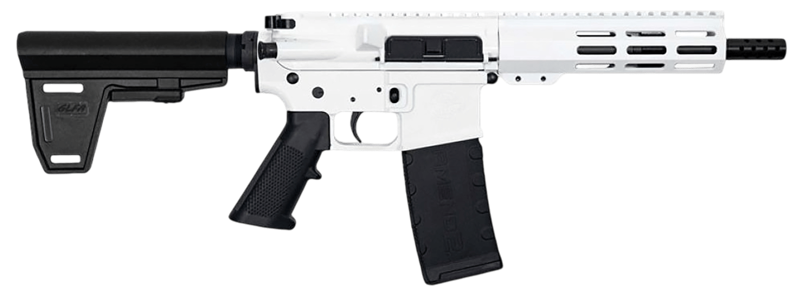 Great Lakes Firearms GL15223PBWHT AR-15  223 Wylde 30+1 7.50" Black Nitride Threaded Barrel, M-LOK Handguard, White Cerakote Aluminum Receiver w/Picatinny Rail, Black Polymer Mil-Spec Grip