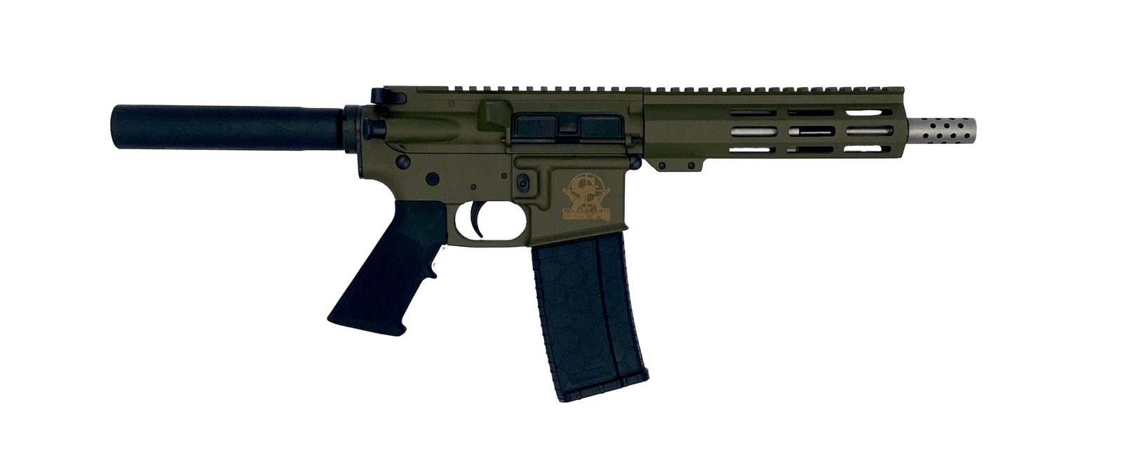 Great Lakes Firearms GL15223SSPODG AR-15 Pistol 223 Wylde 30+1 7.50" Stainless Barrel, OD Green Rec, 7" M-LOK Handguard, Buffer Tube (No Brace), Black A2 Grip
