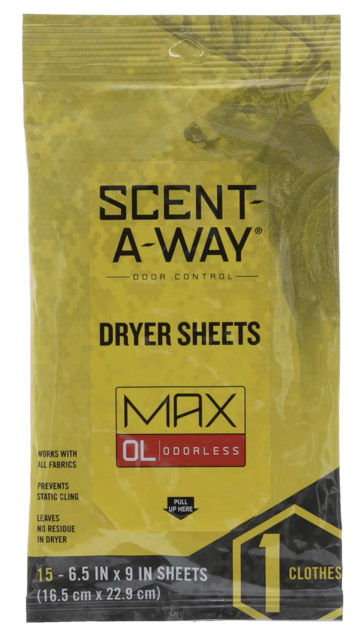 Scent-A-Way 07707 Max Dryer Sheets Odor Eliminator Odorless Scent Dryer Sheet 15 Per Pkg