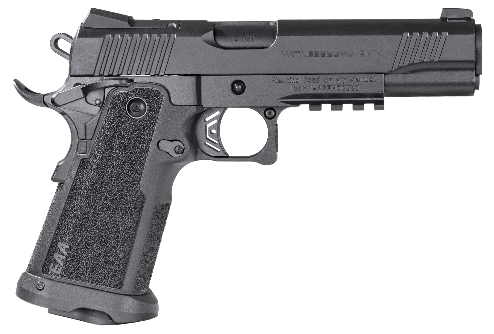 Girsan 395020 Witness2311  9mm Luger 17+1 5" Black Steel Barrel, Black Optic Ready/Serrated Steel Slide, Black Polymer Frame w/Beavertail & Picatinny Rail, Black Checkered Polymer Grip, Ambidextrous
