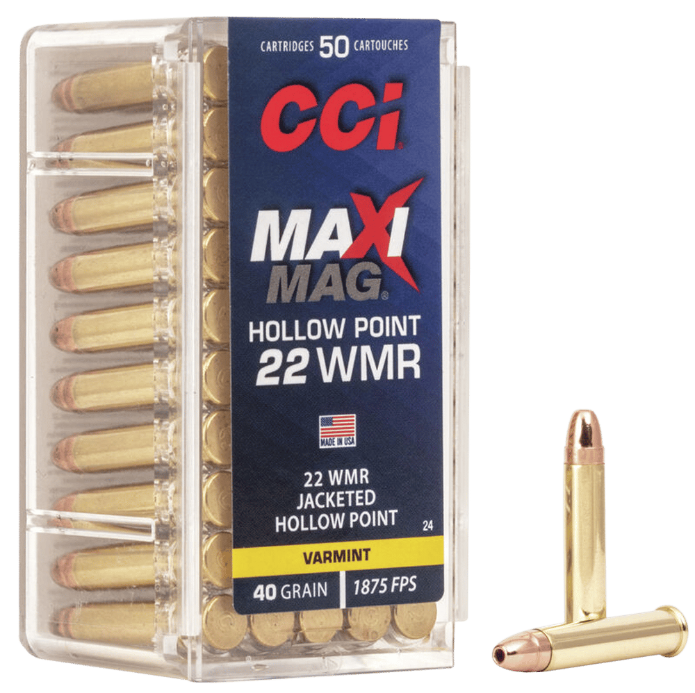 CCI 0024 Maxi-Mag Rimfire 22WMR 40gr Jacketed Hollow Point 50 Per Box/40 Case
