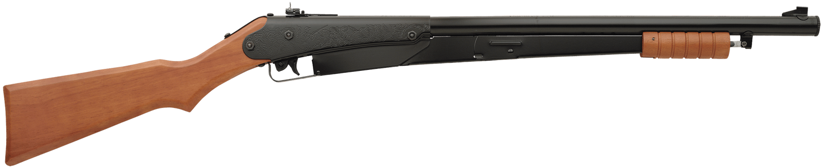Daisy 25 Model 25 Youth Spring Piston 177 50 Shot Black Smooth Bore Barrel, Black Receiver, Hardwood Stock, Crossbolt Trigger Block Safety