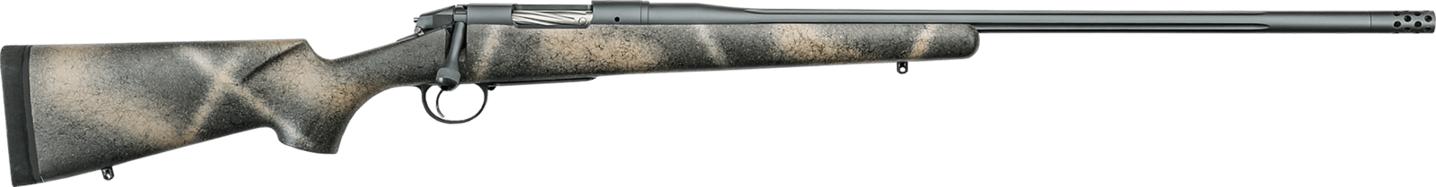 Bergara Rifles BPR3365 Premier Highlander 6.5 Creedmoor 4+1 24" Sniper Gray Cerakote Fluted Barrel, Sniper Gray Cerakote 416 Stainless Steel Receiver, Woodland Camo Grayboe Stock