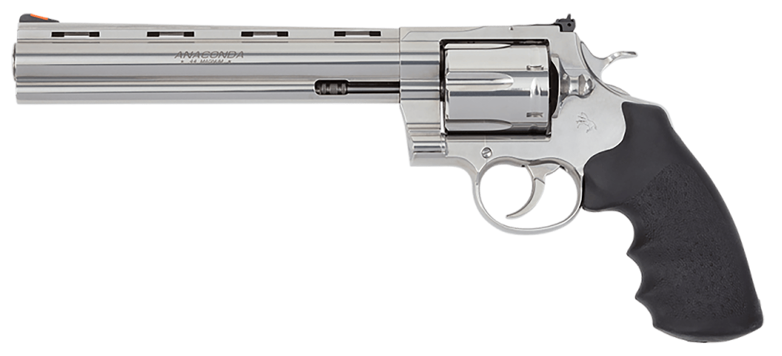 Colt Mfg ANACONDASP8RTS Anaconda  44 Mag 6 Shot 8" Stainless Recessed Target/Vent Rib Barrel, Cylinder & Frame, Black Hogue Rubber w/Finger Grooves Grip