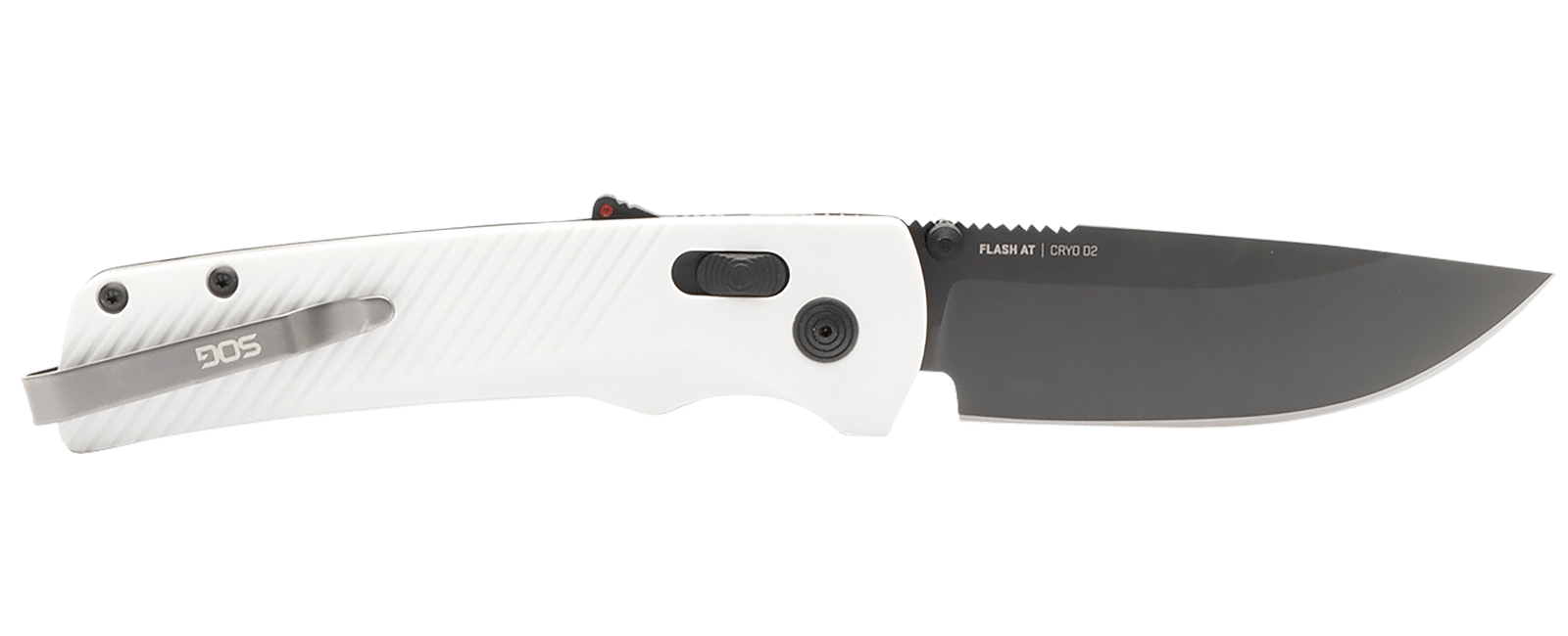 S.O.G SOG11181041 Flash AT 3.45" Folding Straight Back Plain TiNi Cryo D2 Steel Blade, Concrete Gray Textured GRN Handle