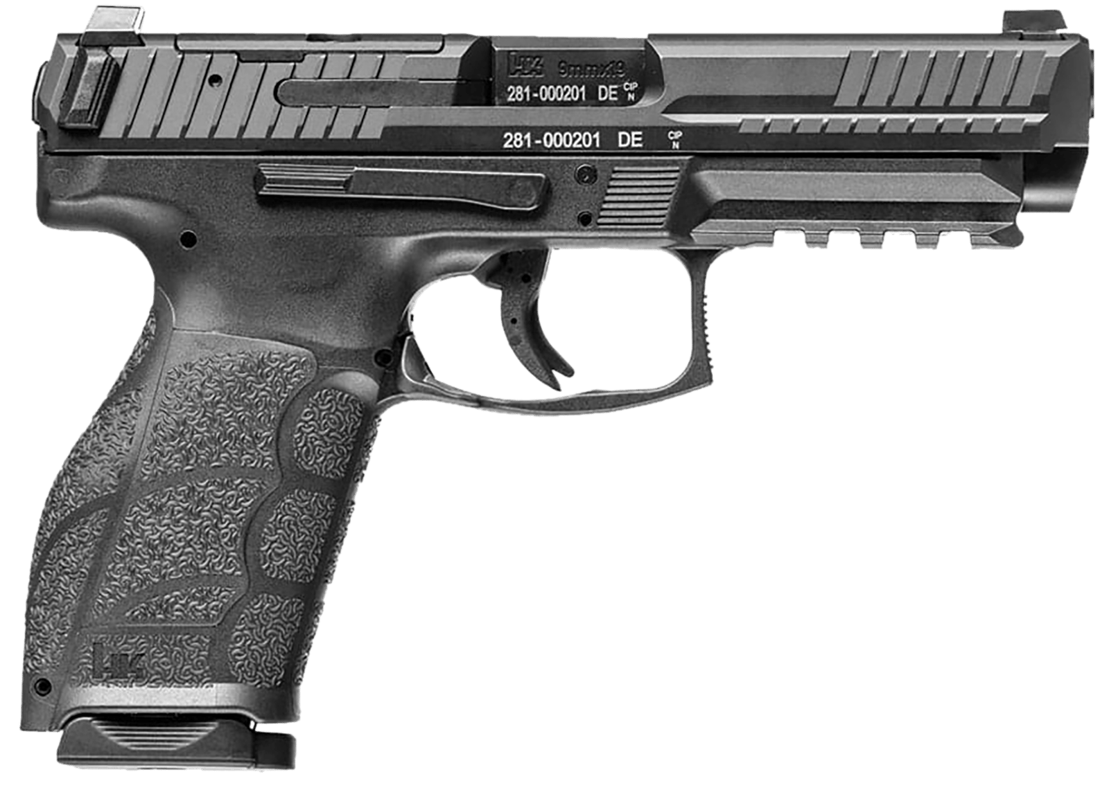 HK 81001058 VP9A1 K Compact Frame Luger 10+1 4.09" Black Steel Barrel, Black Optic Ready/Serrated Steel Slide, Black Polymer Frame w/Picatinny Rail, Interchangeable Backstrap Grip, Ambidextrous