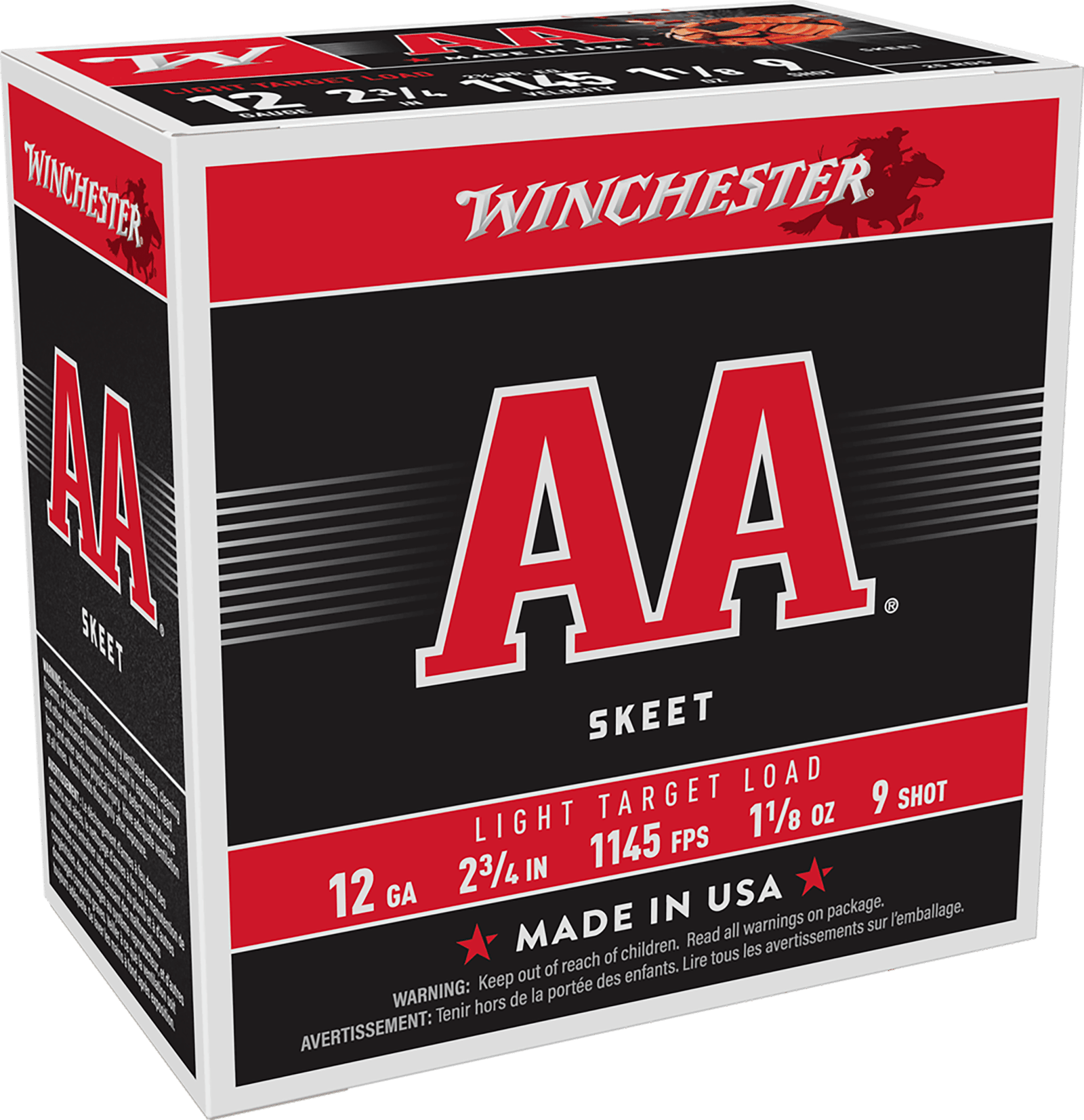 Winchester Ammo AA129 AA Light Target 12Gauge 2.75" 1 1/8oz 9Shot 25 Per Box/10 Case
