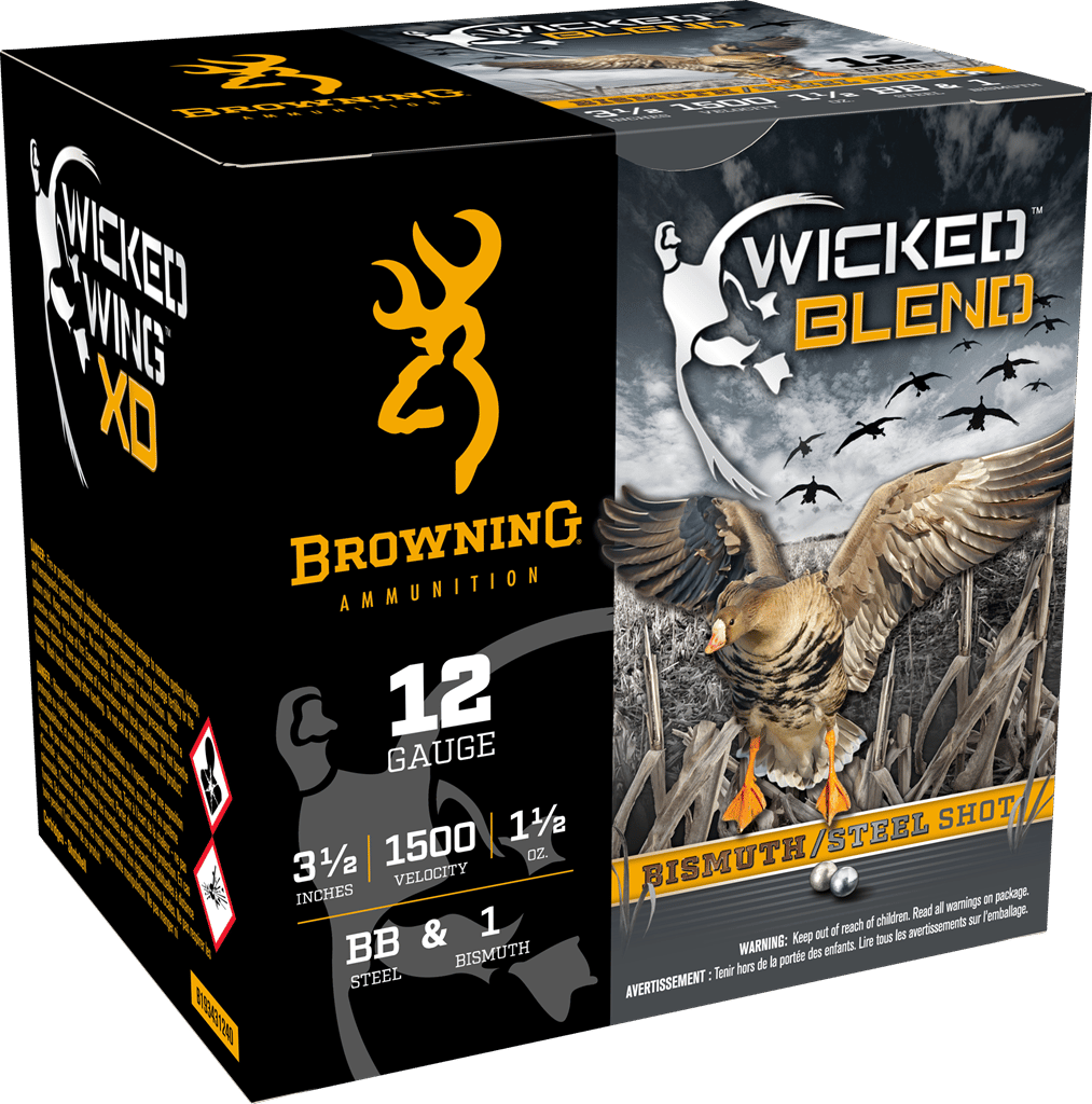 Browning Ammo B193431240 Wicked Blend  12Gauge 3.50" 1 1/2oz BB/1BI Shot 25 Per Box/10 Case
