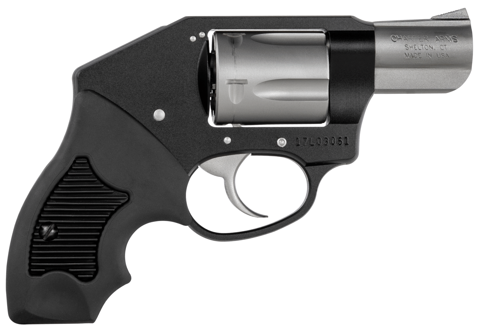 Charter Arms 53911 Off Duty  Compact 38 Special, 5 Shot 2" Matte Stainless Steel Barrel & Cylinder, Black Aluminum Frame w/Black Finger Grooved Rubber Grip