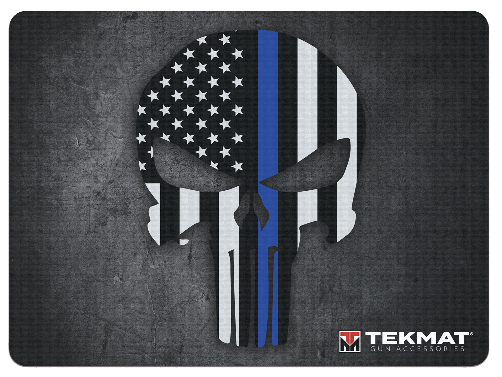 TekMat TEKR20PUNISHER  Ultra 20 Cleaning Mat Black/White/Blue Rubber 15"x20" Blue Line Punisher Skull