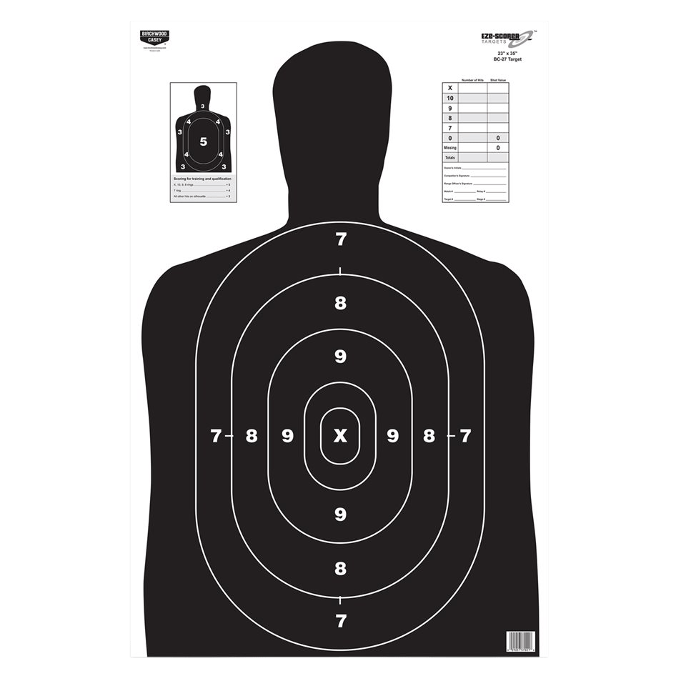 Birchwood Casey 37020 EZE-Scorer BC-27 Silhouette Paper Hanging 23" x 35" Black 5 Pack