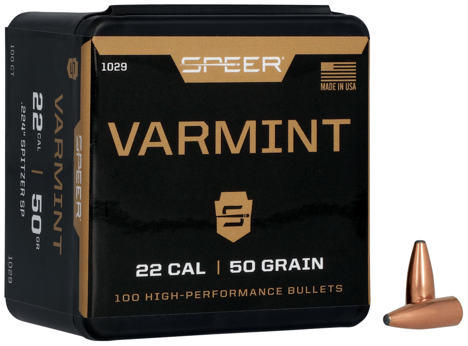 Speer 1029 Varmint  22Cal 50gr Jacketed Soft Point 100 Per Box/5 Case