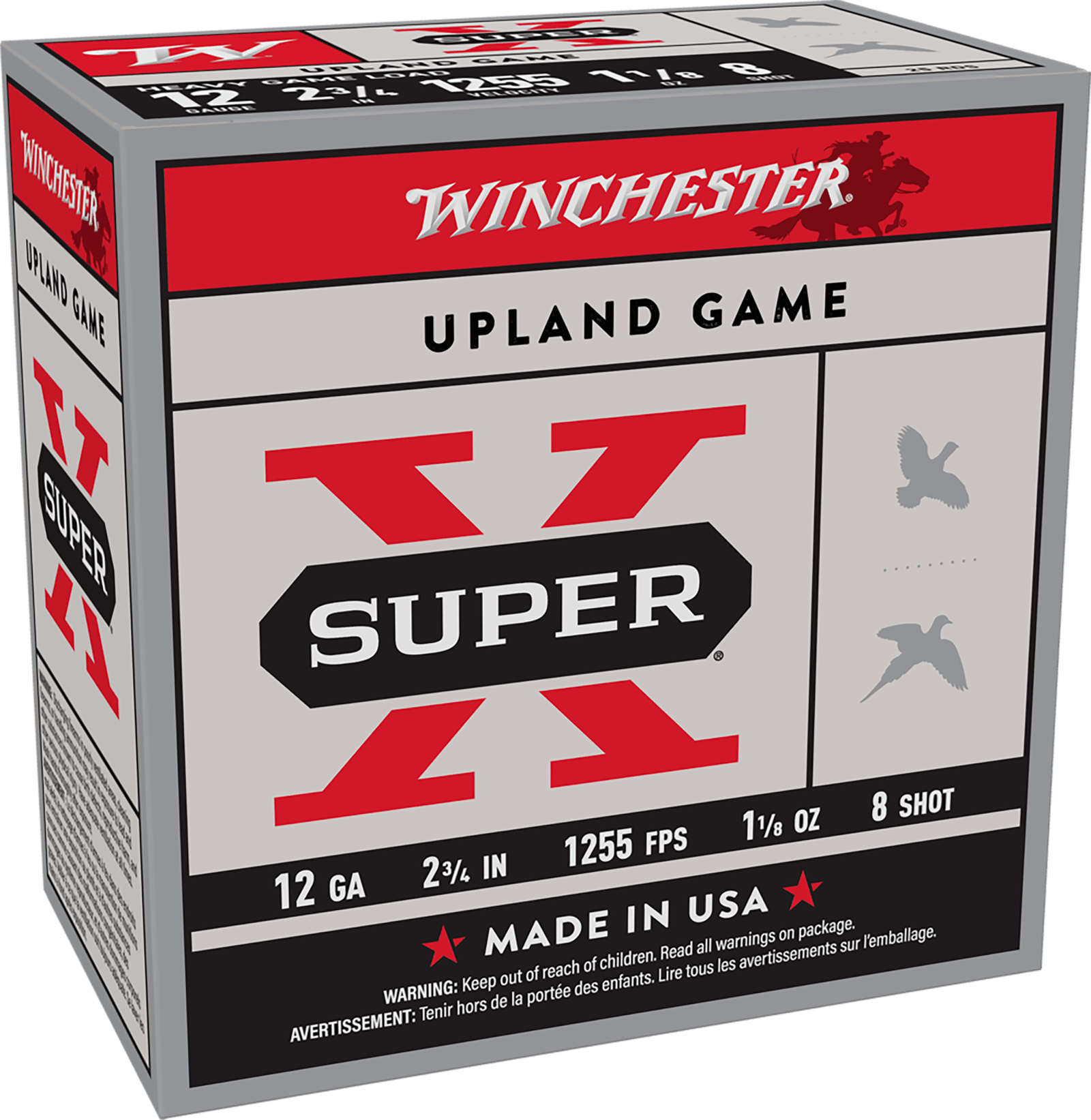 Winchester Ammo XU12H8 Super X Heavy Game Load 12Gauge 2.75" 1 1/8oz 8Shot 25 Per Box/10 Case