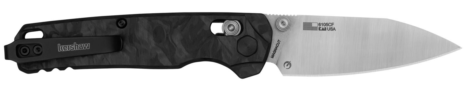 Kershaw 6105CF Bel Air  Folding/Reverse Tanto Plain Blackwash CPM MagnaCut Steel Blade/Bright Nickel Cerakote 6061-T6 Aluminum Handle