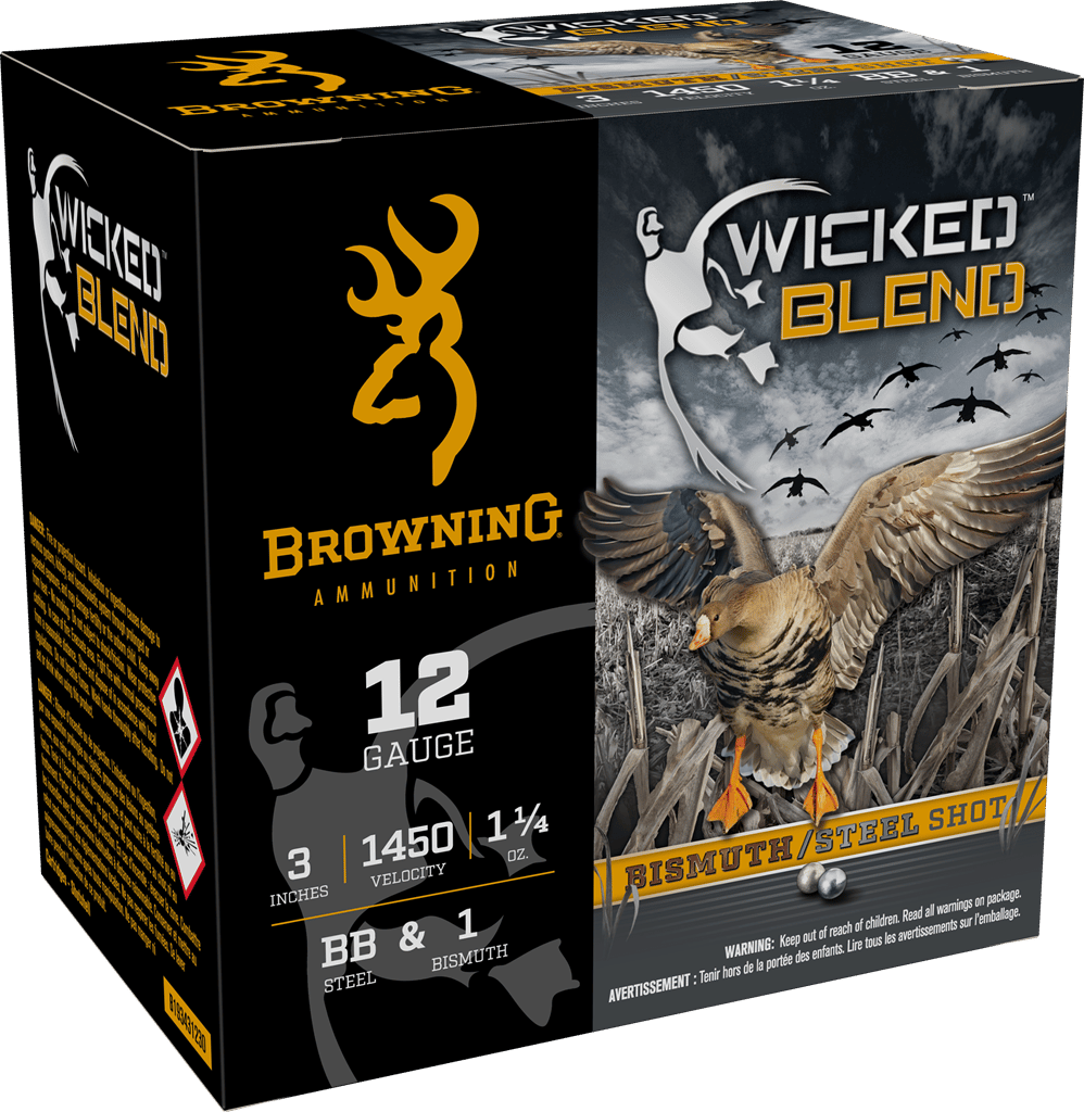 Browning Ammo B193431230 Wicked Blend  12Gauge 3" 1 1/4oz BB/1BI Shot 25 Per Box/10 Case