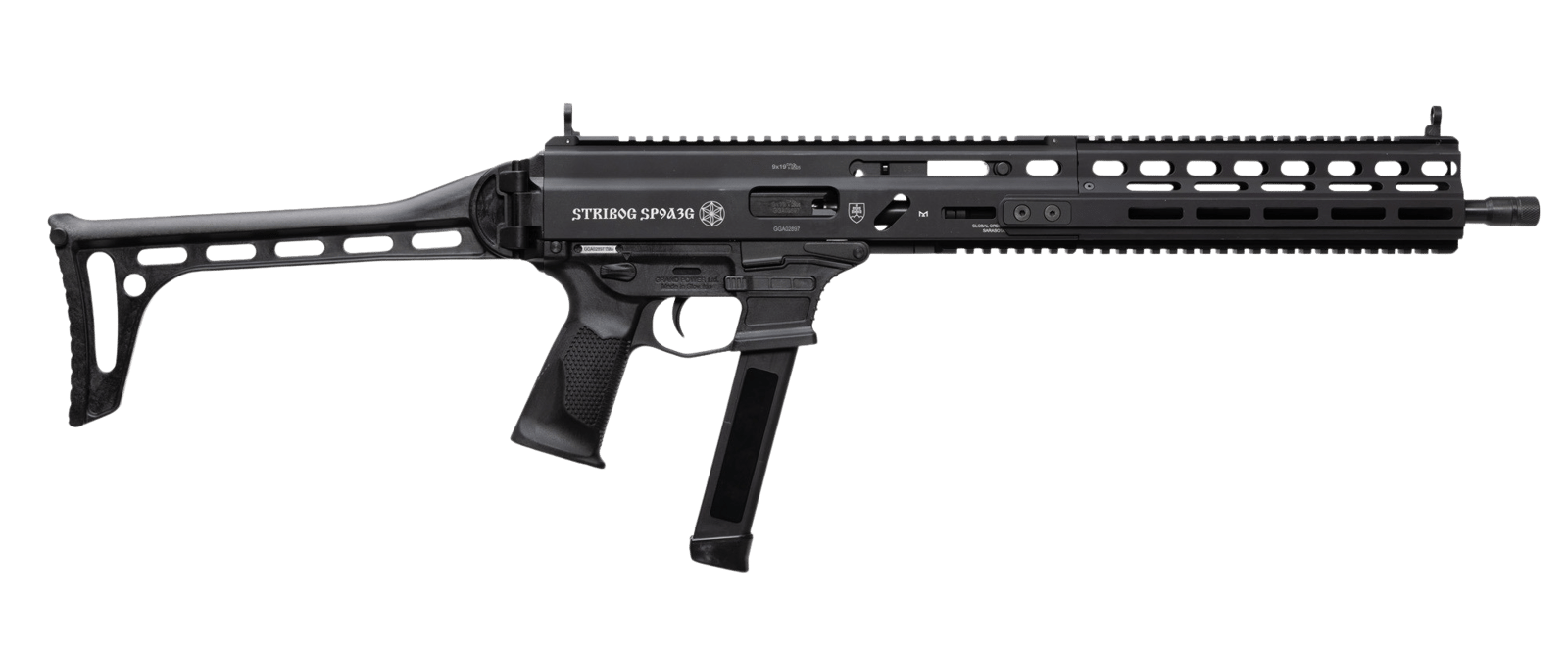 Grand Power 810091156025 Stribog SP9A3G 9mm Luger 16" Black Barrel, Black Receiver, Polymer Stock & Grip