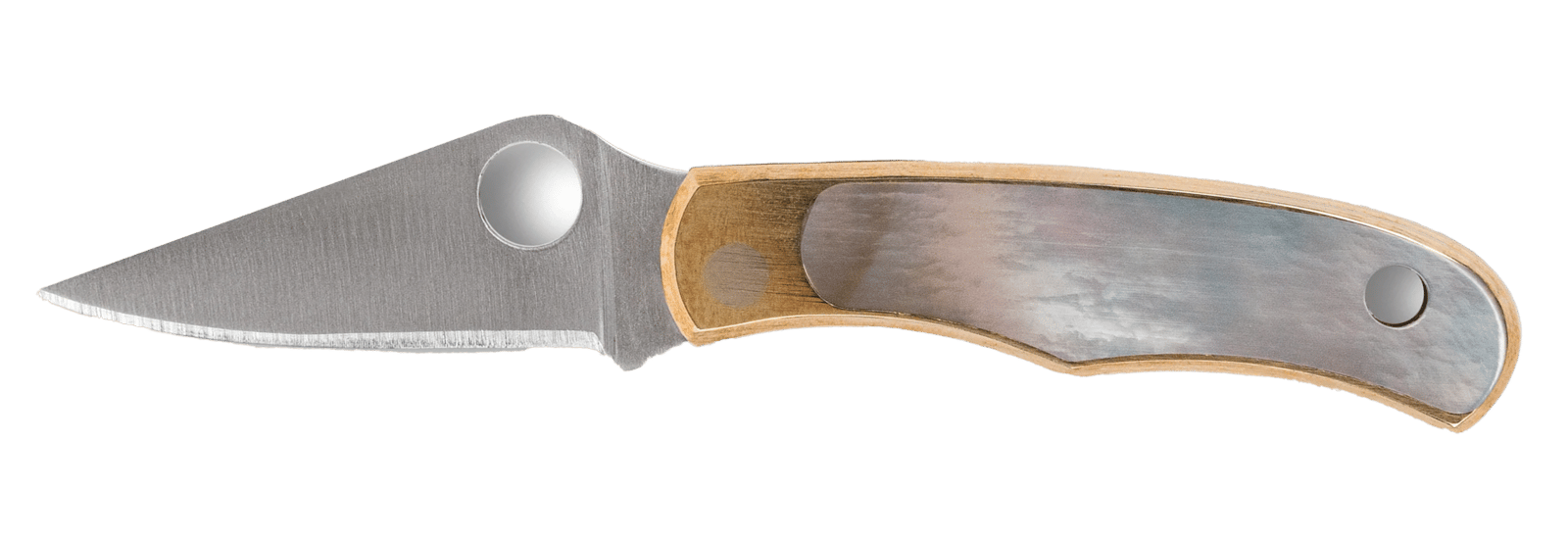 Spyderco C133AP Bug  1.25" Folding Plain Stonewashed 12C27 Sandvik Blade, Abalone/Nickel Handle
